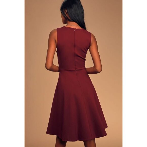 Lulus Hello World Wine Red Midi Dress, Size Medium - Picture 3 of 15